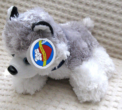 Husky 8" and Husky 6" Gray Plush Dogs-Husky Mother and Baby Set by Lonely Toys