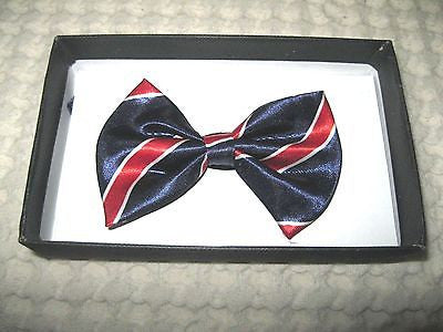 Kids Boys Girls Navy Blue Burgundy Stripes Adjustable Bow Tie in Gift Box-New!