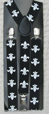 FLEUR DE LIS NEW ORLEANS SAINTS NeckTie & Wide Adjustable Y-Back Suspenders-New2