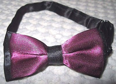 Kids Boys Girls Children Purple Black 2 Tone Adjustable Bow Tie Bowtie-New!