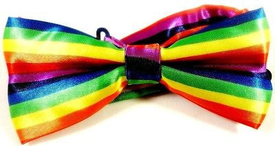 MULTI COLOR RAINBOW STRIPES PRE TIED ADJUSTABLE  BOW TIE BOWTIE-NEW GIFT BOX!