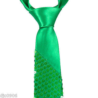 Unisex Goth Men's Forest Green Sequin Wedding Fashion Neck tie 56" L x 3" W-New