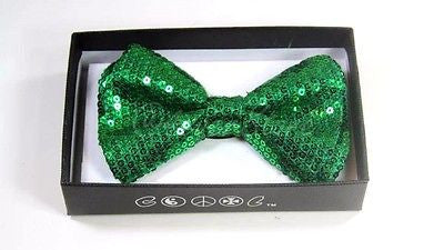 Unisex GREEN Sequin Tuxedo Classic BowTie Neckwear Adjustable Bow Tie-New!VER2