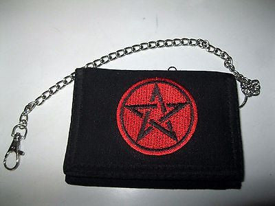 Black with red Pentagram Star Wallet Unisex Men's 4.5" x 3" W-New in Package!