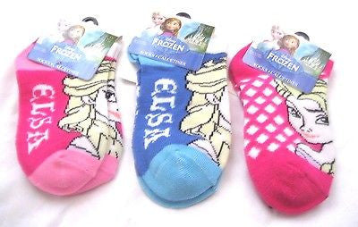 Frozen Elsa&Anna 3 Pack Kids Socks! 3 Pairs of Elsa&Anna Dress up Socks Size:6-8