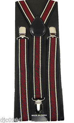 Goth Unisex Men's Women's Black White Diagonal Stripes Adjustable Suspenders-New