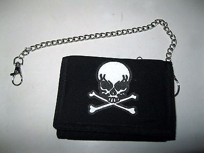 Black with Skull and Crossbones Wallet Unisex Men's 4.5" x 3" W-New in Package!2