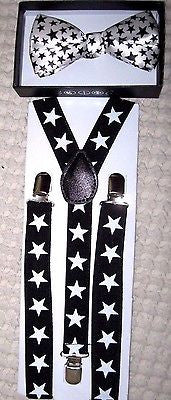 Unisex Skulls&Crossbones Adjustable Bow tie & 1 1/2" WIDE Adjustable Suspenders8