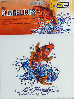 ClingBlings Ed Hardy by Christian Audigier Koi Fish in Water&Ed Harley Name-New