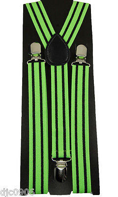 Goth Unisex Men's Women's White Thin Black Stripes Design Adjustable Suspenders