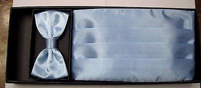 Men's Women's Solid DARK BLACK Wedding Cummerbund & Bow Tie Set-Brand New!V2