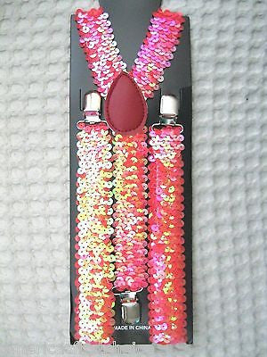 Solid Peach Sequin Y-Back Adjustable Suspenders-New in Package! Peach Suspender