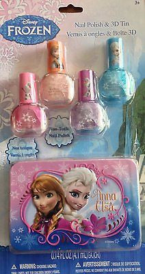 DISNEY FROZEN ELSA AND ANNA NAIL POLISH & 3D TIN-BRAND NEW FACTORY SEALED!