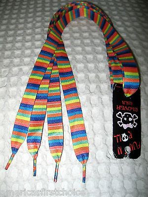 Premium Rainbow Stripes Multi-Clr Stars Rockabilly Punk Shoe laces Shoelaces-New