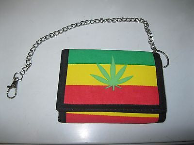 Rasta Green Yellow Red MJ Leaf Wallet Unisex Men's 4.5" x 3" W-New!VERSION2
