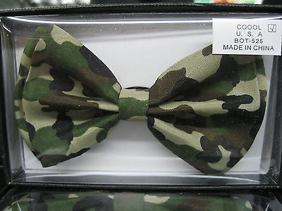 UNISEX MILITARY/ARMY GREEN CAMO CAMOUFLAGE ADJUSTABLE  BOW TIE-NEW GIFT BOX!V2