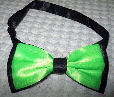 NEON GREEN WITH BLACK END TIPS ADJUSTABLE  BOW TIE-NEW GIFT BOX!VERSION2