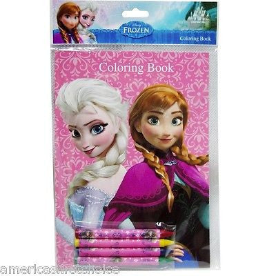 Disney Frozen 12 (6 different designs) of Elsa,Anna,Olaf Coloring Books&Crayons