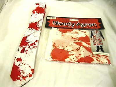 Unisex Bloody Blood Splatter 3" Neck Tie and Bloody Blood Splatter Apron-New!