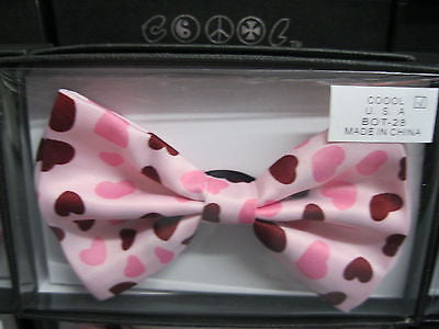 HEARTS VALENTINES DAY MULTIPLE HEARTS PINK  ADJUSTABLE BOWTIE BOW TIE-NEW!