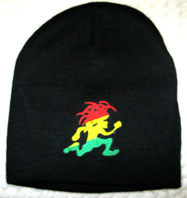 Rasta Red,Yellow,Green Jamician Running Man Black Beanie Ski Cap-New with Tags!