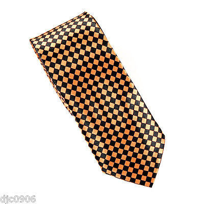 Unisex Yellow & Black Checkered Checkers Diamonds Neck Tie 56" L x 2 1/2" W-New