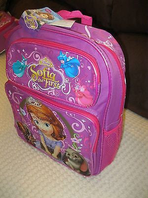 DISNEY SOFIA THE FIRST LITTLE PRINCESS 14" PINK BACKPACK W/MULTIPLE POCKETS