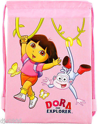 NICK JR. DORA THE EXPLORER LITE PINK DRAWSTRING BAG BACKPACK TRAVEL STRING -NEW!