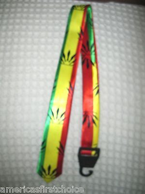 Unisex Rasta Red,Yellow,Green Stripes Neck tie 56" L x 2" RASTA Leaves Neck Tie