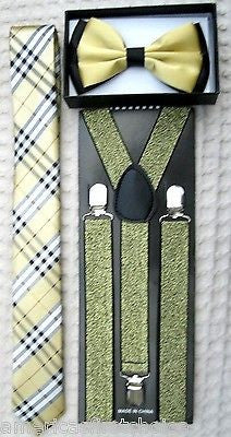 Unisex Men's Women's Hot Pink Necktie + Hot Pink&Black Stripes Suspenders Combo