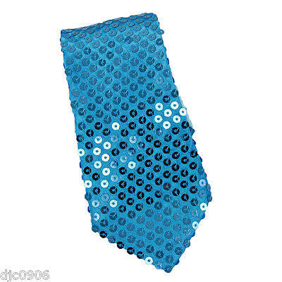 Unisex Goth Aqua BlueTurquoise Sequin Wedding Fashion Neck tie 56" L x 3" W-New