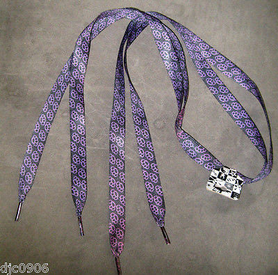 Premium Flat Black Purple Brass Knuckles Rockabilly Punk Shoe laces-New w/Tags!