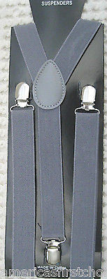 Gray Grey Silver Paisley Pattern Adjustable Bow Tie & Gray Y-Back Suspenders