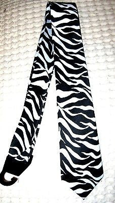 Black White Zebra Print Unisex Men's Tie Necktie 57" Longx 3" Wide-New in Pkg!