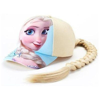 Disney Frozen Elsa Girls Baseball Cap with Blonde Hair Wig Costume Hat-New!