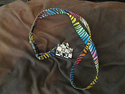 Rainbow Multi Colored Zebra Animal Print 15" lanyard ID Holder Mobile Device-New