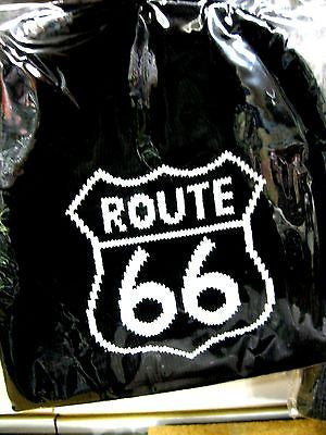White Route 66 on Black Winter Knitted Skull Beanie Ski Cap-New!Route 66 Beanie