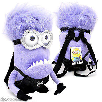 Despicable Me Minion Minions Evil Two Eye 13"-18" Plush Backpack Tote-New!