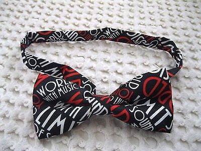 BLACK WORLD WITH MUSIC TUXEDO ADJUSTABLE  BOW TIE BOWTIE-NEW!