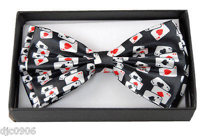 POKER PLAYING CARDS 4 OF A KIND ACES ADJUSTABLE  BOW TIE-ACES BOW TIE-NEW!