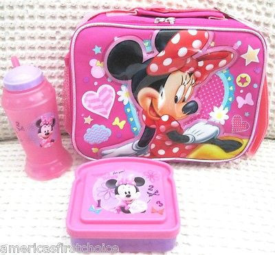 Disney Minnie Mouse Lunch box, Water Bottle, and Sandwich Case-Brand New w/ Tag!