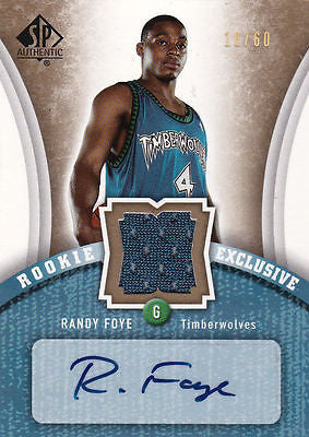 RANDY FOYE 2006-07 SP AUTHENTIC ROOKIE GOLD GAME-USED JERSEY AUTO SP #16/60 JAZZ