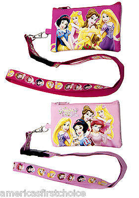 DISNEY PRINCESS I LOVE TO SPARKLE DETACHABLE COIN POUCH/WALLET & LANYARD-NEW!