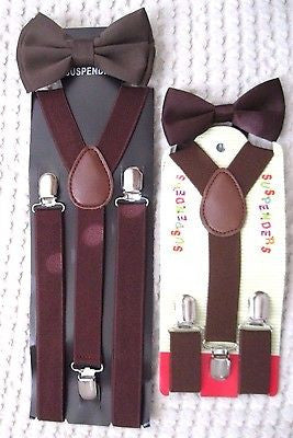 Father & Son Black & White Checkers Adjustable Bow Tie & Suspenders Combo