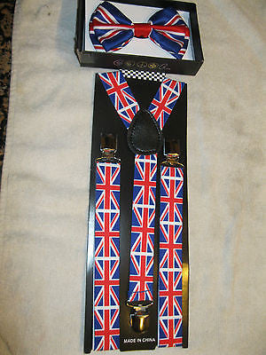 UK British England Adjustable Suspenders,Lanyard,UK Wallet & UK British Bow tie