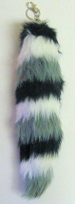 SOLID WHITE FAUX FUR FOX TAIL FOXTAIL KEYCHAIN 12" CLIP-BRAND NEW!