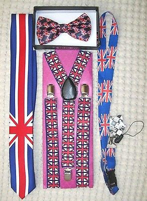 UK British Flag Y-Back Suspenders,UK Lanyard,UK Neck Tie & UK British Bow Tie-25