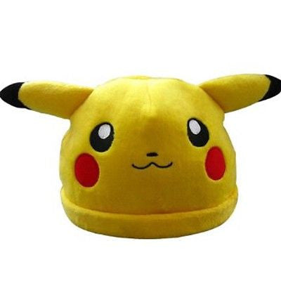 Pikachu Face Anime Plush Cap Beanie Cosplay Hat Warm-Cap Fitted Size 8 Large