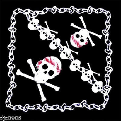 Black with Skull & Crossbones Chain Bandanna Double Side Face Mask Head Wrap Scarf Wristband