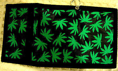 Marijuana Weed Leaf on Black Wallet Unisex Men's 4.5" x 3" W-New in Package!